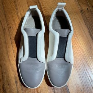 Vince leather sneaker with stretch fit top